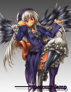 Rating: Safe Score: 0 Tags: 1girl black_legwear black_wings bloomers chair dress english_text feathered_wings flower frilled_sleeves frills full_body hairband head_rest holding holding_hair image long_hair long_sleeves looking_at_viewer onono_imoko puffy_sleeves reclining red_eyes rose rozen_maiden shoes silver_hair sitting smile solo suigintou traditional_media underwear very_long_hair wide_sleeves wings User: admin
