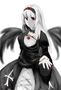 Rating: Safe Score: 0 Tags: 1girl black_dress black_wings dress feathers flower hairband image long_hair long_sleeves looking_at_viewer red_eyes red_flower red_rose rose solo striped suigintou white_background white_hair wings User: admin