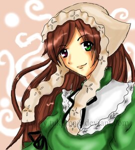 Rating: Safe Score: 0 Tags: 1girl bangs brown_hair dress frills green_dress green_eyes hat head_scarf heterochromia image long_hair long_sleeves looking_at_viewer red_eyes smile solo suiseiseki upper_body very_long_hair User: admin