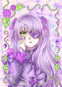 Rating: Safe Score: 0 Tags: 1girl barasuishou eyepatch flower frills green_eyes hair_ornament hair_ribbon image long_hair looking_at_viewer purple_flower purple_hair ribbon solo upper_body vines User: admin