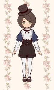 Rating: Safe Score: 0 Tags: brown_hair flower full_body green_eyes hat image long_sleeves mary_janes pantyhose shoes short_hair shorts solo souseiseki striped top_hat vertical_stripes white_legwear User: admin