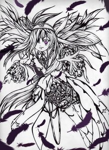 Rating: Safe Score: 0 Tags: 1girl bird black_feathers dove dress feathered_wings feathers flower frills greyscale hair_over_one_eye hairband image long_hair long_sleeves looking_at_viewer monochrome purple_eyes smile solo spot_color suigintou very_long_hair white_feathers wings User: admin