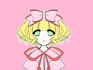 Rating: Safe Score: 0 Tags: 1girl :o blonde_hair blush bow dress green_eyes hair_bow hina_ichigo hinaichigo image looking_at_viewer pink_background pink_bow pink_theme puffy_sleeves short_hair simple_background solo upper_body User: admin
