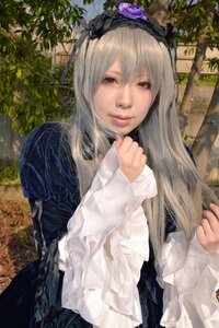 Rating: Safe Score: 0 Tags: 1girl auto_tagged bangs closed_mouth dress flower lips long_hair long_sleeves looking_at_viewer outdoors realistic red_eyes solo suigintou upper_body User: admin