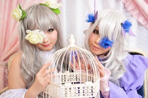 Rating: Safe Score: 0 Tags: 2girls blurry closed_mouth curtains eyepatch feathers flower hair_flower hair_ornament lips long_hair looking_at_viewer makeup multiple_cosplay multiple_girls siblings sisters tagme white_hair User: admin