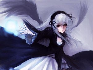 Rating: Safe Score: 0 Tags: 1girl black_ribbon black_wings detached_collar dress expressionless flower frills hairband image long_hair long_sleeves looking_at_viewer ribbon rose silver_hair solo suigintou very_long_hair wings User: admin