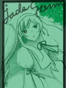 Rating: Safe Score: 0 Tags: 1girl aqua_theme bangs dress green_theme image long_hair long_sleeves looking_at_viewer monochrome puffy_short_sleeves puffy_sleeves ribbon sketch solo suiseiseki upper_body very_long_hair User: admin