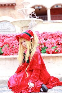 Rating: Safe Score: 0 Tags: 1girl blonde_hair blurry depth_of_field dress flower long_hair outdoors photo red_dress shinku sitting solo User: admin