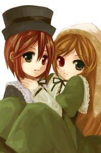 Rating: Safe Score: 0 Tags: 2girls brown_hair dress green_dress green_eyes hat heterochromia image long_hair long_sleeves looking_at_viewer multiple_girls open_mouth pair red_eyes siblings simple_background sisters smile souseiseki suiseiseki twins white_background User: admin