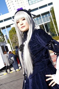 Rating: Safe Score: 0 Tags: 1girl bangs blurry blurry_background depth_of_field hairband long_hair long_sleeves looking_at_viewer outdoors photo solo suigintou white_hair User: admin