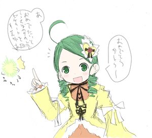 Rating: Safe Score: 0 Tags: 1girl :d ahoge blush dress green_eyes green_hair image kanaria long_sleeves looking_at_viewer open_mouth ribbon simple_background smile solo speech_bubble upper_body white_background yellow_dress User: admin