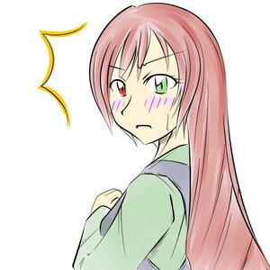 Rating: Safe Score: 0 Tags: 1girl blush green_eyes heterochromia image japanese_clothes long_hair long_sleeves looking_back pink_hair red_eyes simple_background solo striped suiseiseki sweatdrop upper_body white_background User: admin