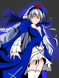 Rating: Safe Score: 0 Tags: 1girl dress flower frilled_sleeves frills hairband image lolita_hairband long_hair long_sleeves looking_at_viewer red_eyes rose silver_hair smile solo suigintou thighhighs wings zettai_ryouiki User: admin