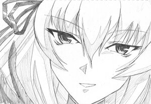 Rating: Safe Score: 0 Tags: 1girl blush close-up eyebrows_visible_through_hair face greyscale hair_ribbon image looking_at_viewer monochrome ribbon solo suigintou traditional_media User: admin