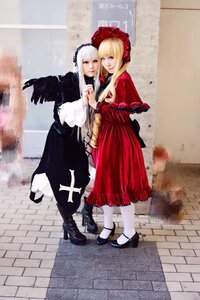 Rating: Safe Score: 0 Tags: 2girls black_wings blonde_hair bonnet dress hairband long_hair multiple_cosplay multiple_girls photo red_dress shinku standing suigintou tagme wings User: admin