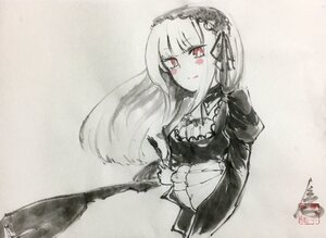 Rating: Safe Score: 0 Tags: 1girl dress frills hairband image long_hair long_sleeves looking_at_viewer red_eyes rose simple_background solo suigintou tongue tongue_out traditional_media User: admin