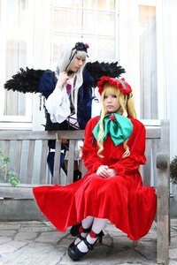 Rating: Safe Score: 0 Tags: 2girls blonde_hair dress hat long_hair long_sleeves mary_janes multiple_cosplay multiple_girls pantyhose shinku shoes silver_hair sitting standing suigintou tagme white_legwear wings User: admin