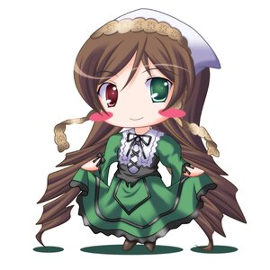 Rating: Safe Score: 0 Tags: 1girl blush_stickers brown_hair chibi commentary_request dress frills full_body green_dress green_eyes hairband hat head_scarf heterochromia image long_hair long_sleeves looking_at_viewer mugen_xp red_eyes ribbon rozen_maiden simple_background smile solo standing suiseiseki very_long_hair white_background User: admin