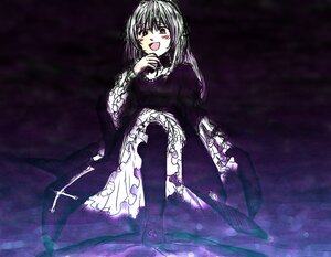 Rating: Safe Score: 0 Tags: 1girl :d blush dress frills gothic_lolita image lolita_fashion long_hair long_sleeves looking_at_viewer monochrome open_mouth sitting smile solo suigintou User: admin