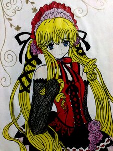 Rating: Safe Score: 0 Tags: 1girl blonde_hair blue_eyes bonnet dress drill_hair elbow_gloves flower frills gloves gothic_lolita image lolita_fashion long_hair looking_at_viewer marker_(medium) pink_flower pink_rose red_flower red_rose ribbon rose shinku solo traditional_media twin_drills twintails very_long_hair User: admin