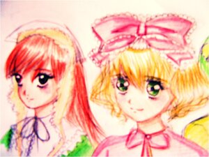 Rating: Safe Score: 0 Tags: 2girls blonde_hair blurry bow depth_of_field frills green_eyes hair_bow hina_ichigo hinaichigo image long_hair looking_at_viewer multiple_girls pair pink_bow ribbon ribbon_choker short_hair siblings simple_background sisters smile striped suiseiseki twins User: admin