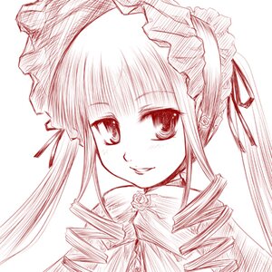 Rating: Safe Score: 0 Tags: 1girl bonnet commentary_request flower hat image inusurvivor long_hair looking_at_viewer lowres monochrome painttool_sai_(medium) red_theme ribbon rose rozen_maiden shinku simple_background smile solo twintails white_background User: admin