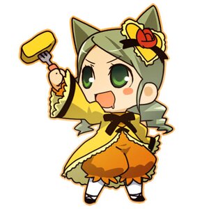 Rating: Safe Score: 0 Tags: 1girl animal_ears cat_ears chibi drill_hair fang flower food green_eyes green_hair image kanaria long_sleeves open_mouth solo standing User: admin