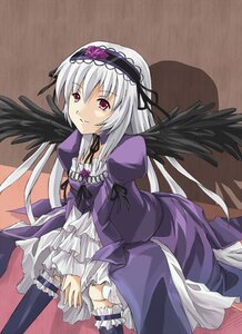 Rating: Safe Score: 0 Tags: 1girl black_wings detached_collar dress frilled_sleeves frills hairband image leg_garter long_hair long_sleeves looking_at_viewer pink_eyes puffy_sleeves rose silver_hair solo suigintou wings User: admin