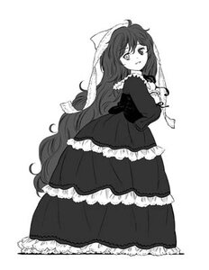 Rating: Safe Score: 0 Tags: 1girl dress frilled_dress frills full_body greyscale image layered_dress long_hair long_sleeves looking_at_viewer monochrome solo suiseiseki very_long_hair wavy_hair User: admin