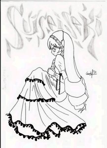 Rating: Safe Score: 0 Tags: 1girl dress frills full_body greyscale image long_hair long_sleeves monochrome profile puffy_sleeves solo suiseiseki User: admin