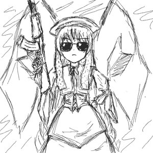 Rating: Safe Score: 0 Tags: 1girl eyepatch greyscale hat image long_hair long_sleeves monochrome sketch solo suiseiseki User: admin