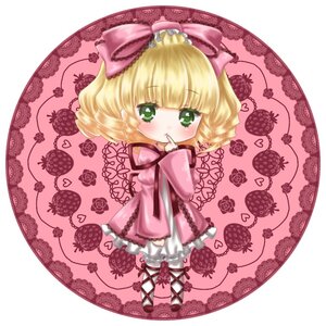 Rating: Safe Score: 0 Tags: 1girl blonde_hair bloomers blunt_bangs blush bow chibi covering_mouth doily dress frills green_eyes hand_to_own_mouth hina_ichigo hinaichigo image long_sleeves pink_bow pink_dress short_hair solo standing User: admin
