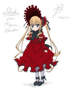 Rating: Safe Score: 0 Tags: 1girl blonde_hair blue_eyes blush bonnet bow bowtie capelet dress full_body image long_hair long_sleeves looking_at_viewer red_capelet red_dress shinku sidelocks solo standing torn_clothes twintails umbrella very_long_hair User: admin