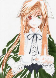 Rating: Safe Score: 0 Tags: 1girl dress frills green_dress green_eyes heterochromia image long_hair long_sleeves looking_at_viewer marker_(medium) red_eyes simple_background smile solo suiseiseki traditional_media very_long_hair watercolor_(medium) white_background User: admin