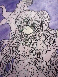 Rating: Safe Score: 0 Tags: 1girl dress flower image kirakishou long_hair long_sleeves monochrome rose smile solo traditional_media very_long_hair vines white_rose User: admin