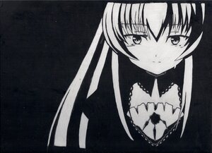 Rating: Safe Score: 0 Tags: 1girl closed_mouth greyscale image long_hair looking_at_viewer monochrome simple_background smile solo suigintou upper_body User: admin