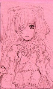 Rating: Safe Score: 0 Tags: 1girl dress hair_ornament image kirakishou long_hair monochrome pink_theme sketch solo User: admin
