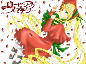 Rating: Safe Score: 0 Tags: 1girl blonde_hair blue_eyes bonnet capelet dress flower hairband image long_hair long_sleeves lying on_side pantyhose petals red_capelet red_dress rose rose_petals shinku shoes solo twintails very_long_hair white_legwear User: admin