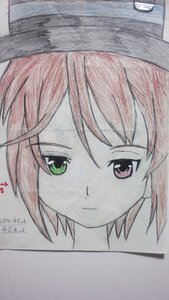 Rating: Safe Score: 0 Tags: 1girl closed_mouth dated eyebrows_visible_through_hair face green_eyes image looking_at_viewer photo portrait short_hair signature simple_background smile solo souseiseki traditional_media User: admin