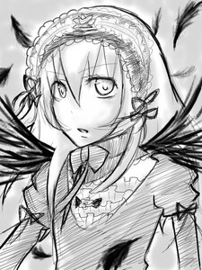 Rating: Safe Score: 0 Tags: 1girl feathers frilled_hairband frills greyscale hairband image lolita_fashion lolita_hairband looking_at_viewer monochrome puffy_sleeves ribbon solo suigintou upper_body wings User: admin