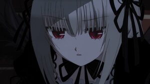 Rating: Safe Score: 0 Tags: 1girl bangs black_ribbon dress eyebrows_visible_through_hair frills hair_ribbon image long_hair looking_at_viewer parted_lips red_eyes ribbon solo suigintou User: admin