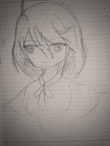 Rating: Safe Score: 0 Tags: 1girl eyebrows_visible_through_hair greyscale image looking_at_viewer monochrome short_hair sketch solo souseiseki traditional_media User: admin