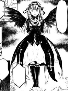 Rating: Safe Score: 0 Tags: 1girl black_wings dress feathered_wings frills full_body greyscale hairband image lolita_hairband long_hair long_sleeves looking_at_viewer monochrome ribbon simple_background solo standing suigintou very_long_hair white_background wings User: admin