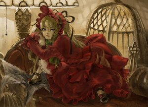 Rating: Safe Score: 0 Tags: 1girl 8981 bad_id bad_pixiv_id blonde_hair blue_eyes bonnet bow dress flower frills image long_hair long_sleeves looking_at_viewer red_dress rose rozen_maiden shinku shoes sitting solo User: admin
