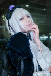 Rating: Safe Score: 0 Tags: 1girl bangs blurry choker dress flower frills gothic_lolita lips lolita_fashion long_hair long_sleeves looking_at_viewer nail_polish realistic solo suigintou upper_body User: admin