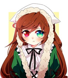 Rating: Safe Score: 0 Tags: 1girl :t bangs black_ribbon blush brown_hair closed_mouth dress eyebrows_visible_through_hair frills green_dress heterochromia image long_hair long_sleeves looking_at_viewer pout red_eyes ribbon solo striped striped_background suiseiseki upper_body vertical_stripes very_long_hair User: admin