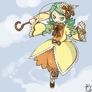 Rating: Safe Score: 0 Tags: 1girl dress frills full_body green_eyes green_hair holding image kanaria long_sleeves open_mouth personification ribbon short_hair smile solo standing umbrella wide_sleeves yellow_dress User: admin