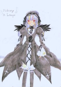 Rating: Safe Score: 0 Tags: 1girl bangs black_dress black_ribbon black_wings blue_background dress frilled_sleeves frills hairband image long_hair long_sleeves looking_at_viewer red_eyes ribbon smile solo standing suigintou wings User: admin