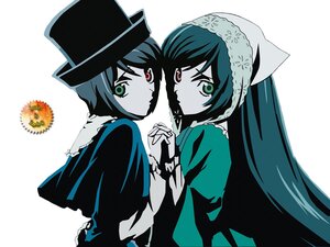 Rating: Safe Score: 0 Tags: 2girls blue_eyes green_eyes hat heterochromia holding_hands image long_hair monochrome multiple_girls pair red_eyes short_hair souseiseki striped suiseiseki top_hat User: admin