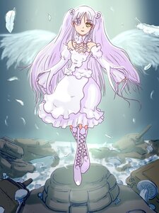 Rating: Safe Score: 0 Tags: 1girl angel_wings bare_shoulders boots cross-laced_footwear detached_sleeves dress feathers hair_ornament image kirakishou long_hair rock solo white_feathers white_hair white_wings wings User: admin